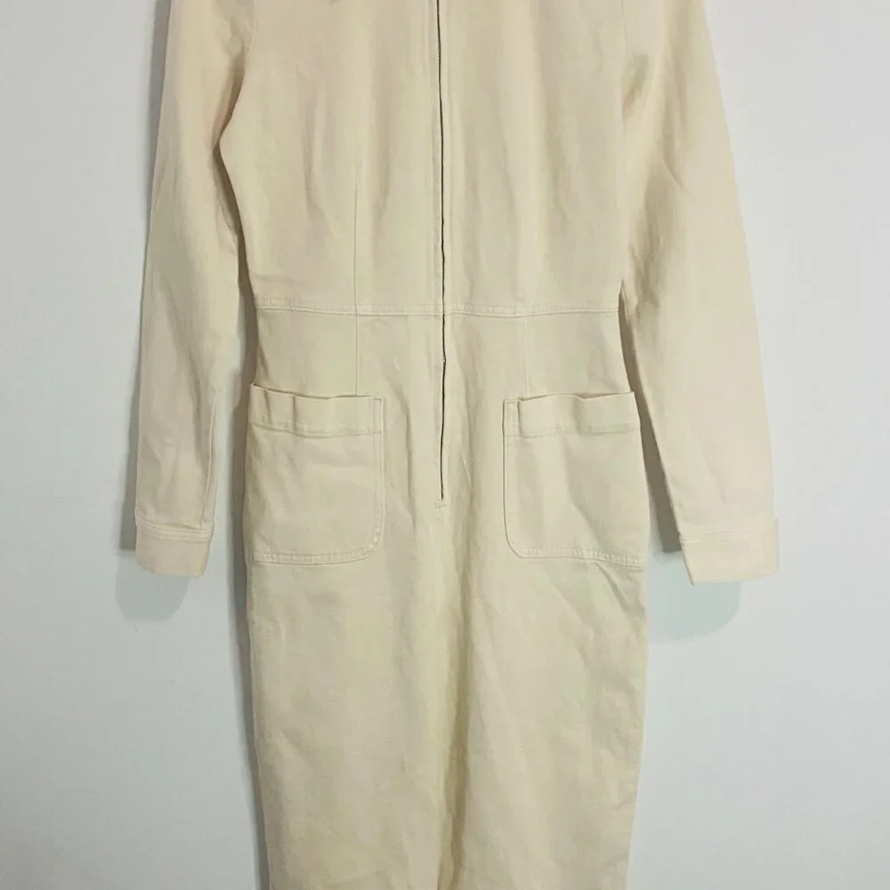 Wilfred Free Long Sleeve Collared Jumpsuit in Sandstone Beige–Made in Sri Lanka - Picture 6 of 17